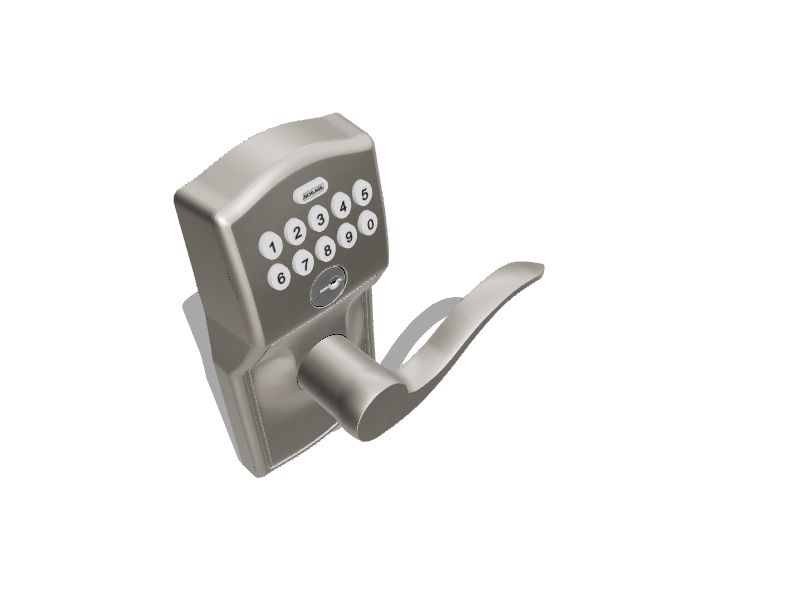 Schlage FE575 CAM 619 ACC Camelot Keypad Lock with Accent Lever, Auto-Lock,  Electronic Keyless Entry, Satin Nickel