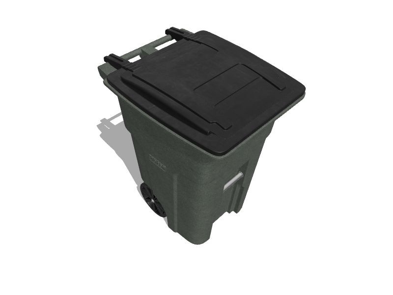 64 Gallon Black Rolling Outdoor Garbage/Trash Can with Wheels and Attached  Lid