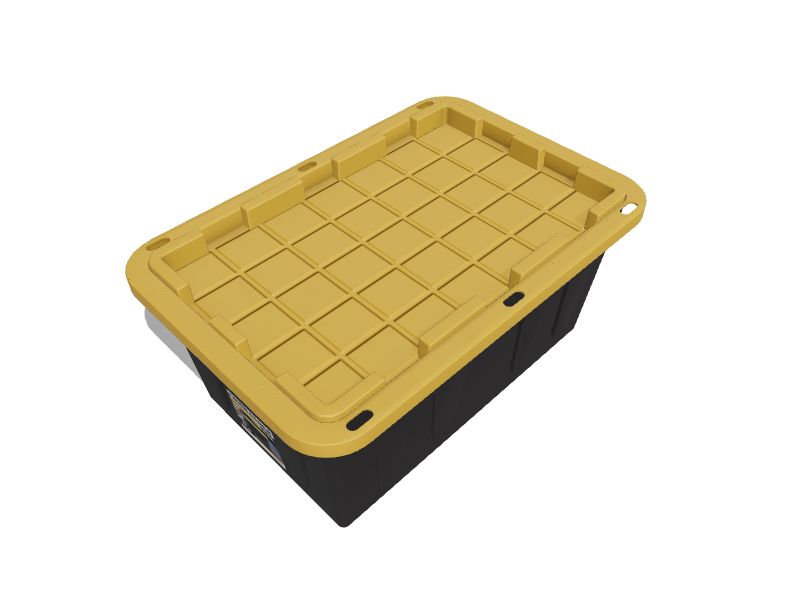 CREATIVE PLASTIC CONCEPTS 27 Gallon Black & Yellow Tough Box with Lid