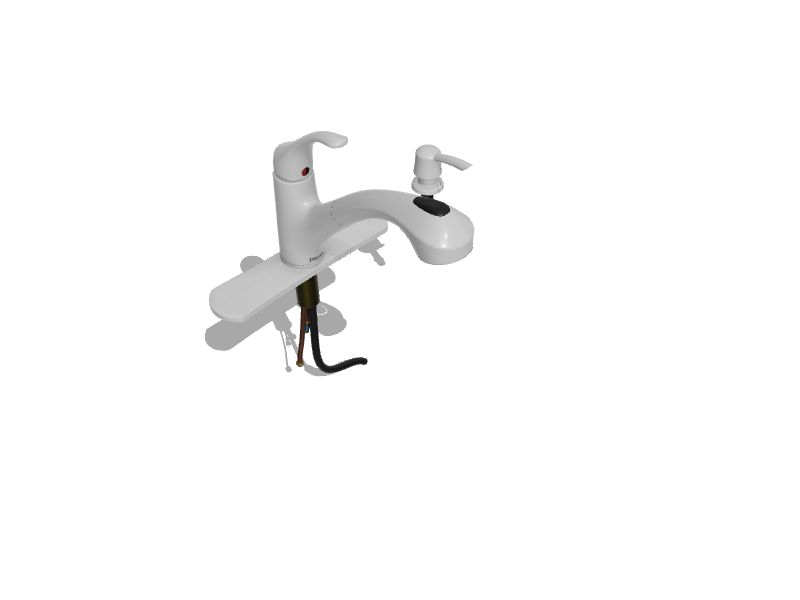 Pfister Shelton White Single Handle Pullout Kitchen Faucet with Deck Plate and Soap Dispenser