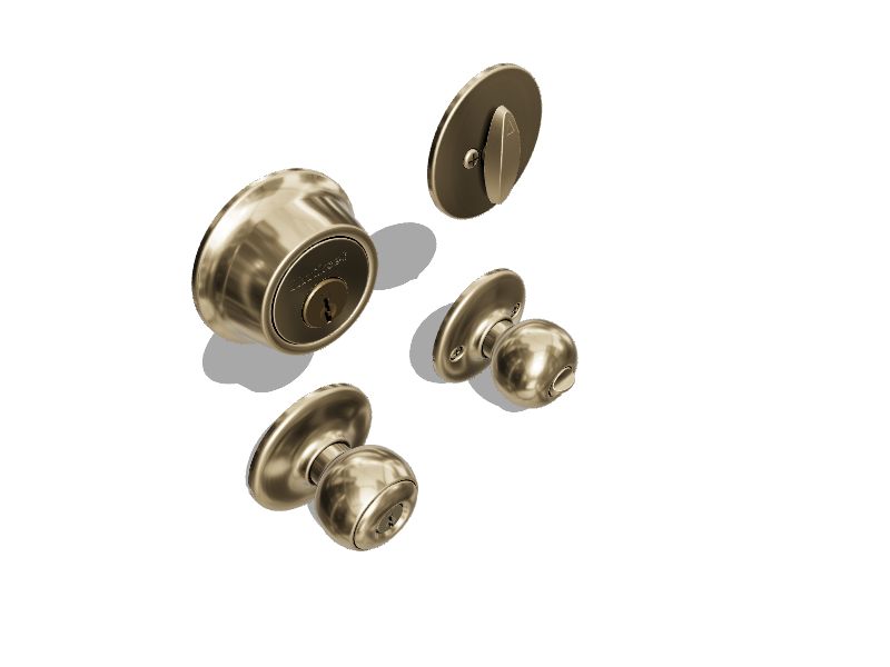 Kwikset Security Polo Polished Brass Exterior Single-cylinder