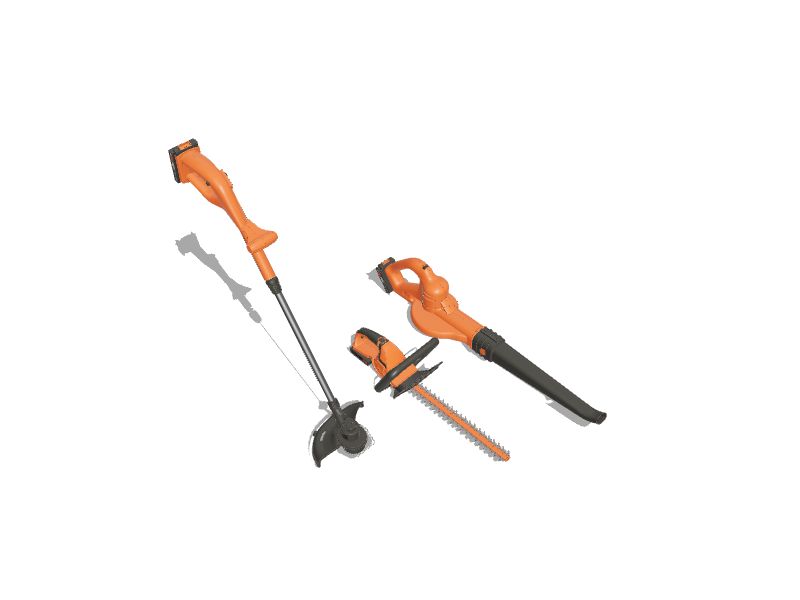 BLACK & DECKER 20V Cordless Combo Kit, String/Hedge Trimmer and Sweeper, 2  Batteries and Charger Included (BCK3789D2),Orange