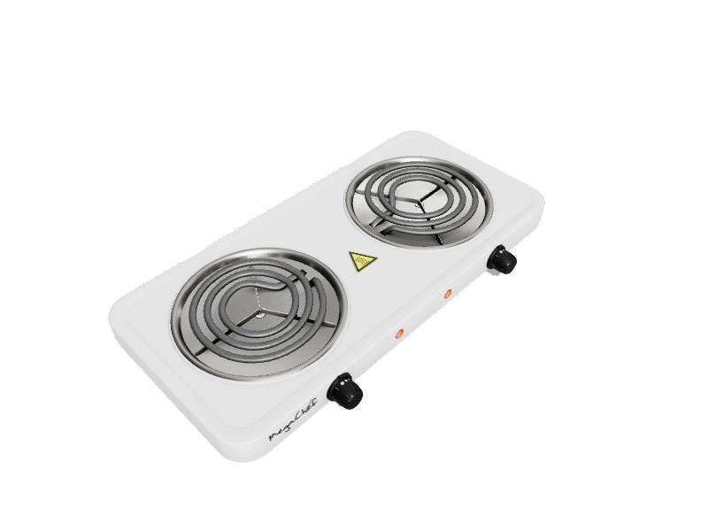 MegaChef Portable 2-Burner 5.5 in. White Hot Plate with