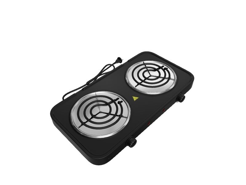 MegaChef Portable Dual Electric Coil Cooktop - Black