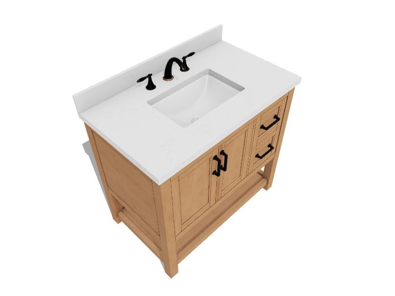 allen + roth Harwood 36in Natural Undermount Single Sink Bathroom