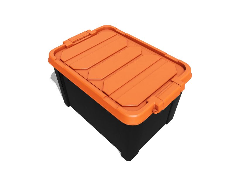 IRIS 4-Pack Medium 11-Gallon (45-Quart) Black, Orange Tote with