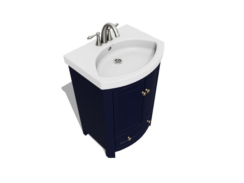 Runfine Bellina 24in Blue Single Sink Bathroom Vanity with White
