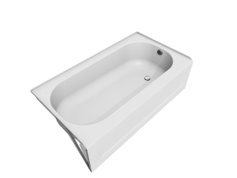 Mansfield 30in x 54in White Porcelain Enameled Steel Alcove Soaking Bathtub (Right Drain) in