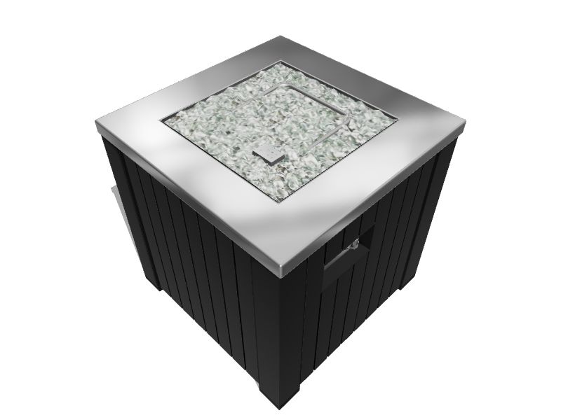 Moda Furnishings 24in W Black Aluminum Square Propane Gas Fire Pit