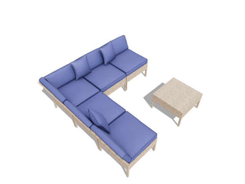 Top Home Space Rattan Outdoor Sectional Blue Cushion(S) and Steel Frame