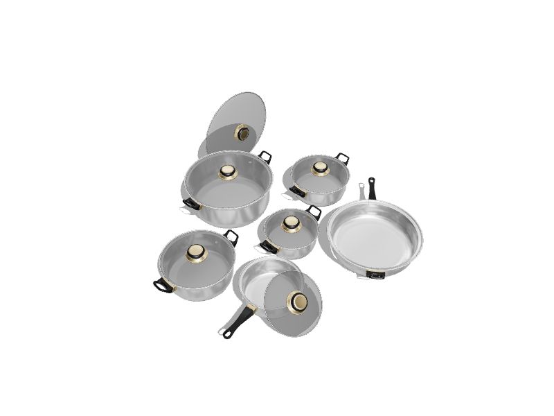 Alpine Cuisine Cookware Set 12-PC Belly Shape - Stainless Steel Cookwa