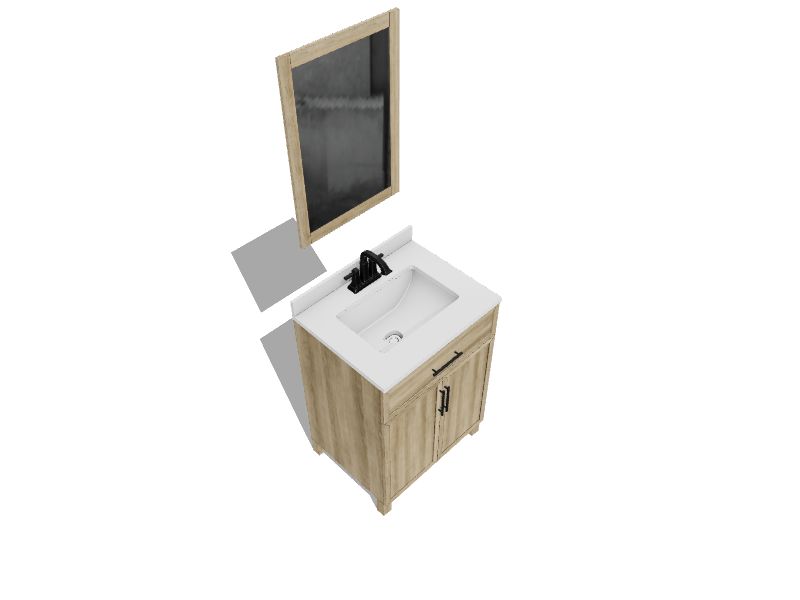 Style Selections Dolton 24in Natural Oak Undermount Single Sink Bathroom Vanity with White