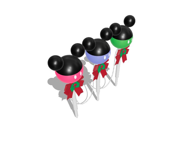 Disney 3-Marker Multicolor Mouse Christmas Pathway Markers at