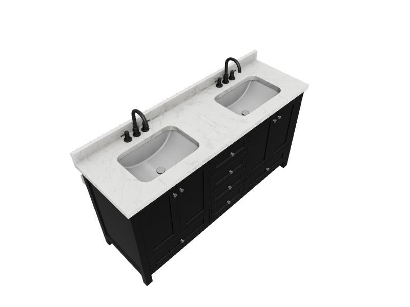 allen + roth Jamie 60-in Matte Black Undermount Double Sink Bathroom ...