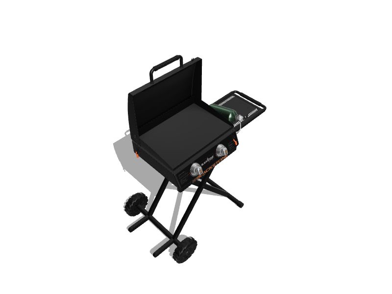 On The Go 2-Burner Propane Gas Grill 22 in. Flat Top Griddle in Black with  Hood