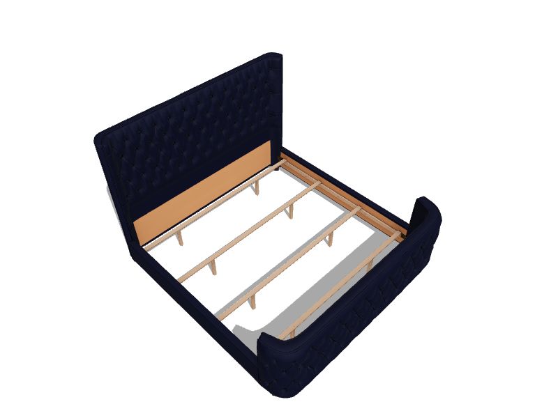 Jennifer Taylor Home Brooklyn Navy Blue Velvet King Contemporary Panel Bed in the Beds