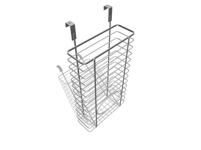 Basicwise Over Cabinet Metal Plastic Bag and Grocery Bag Storage Holder, Chrome