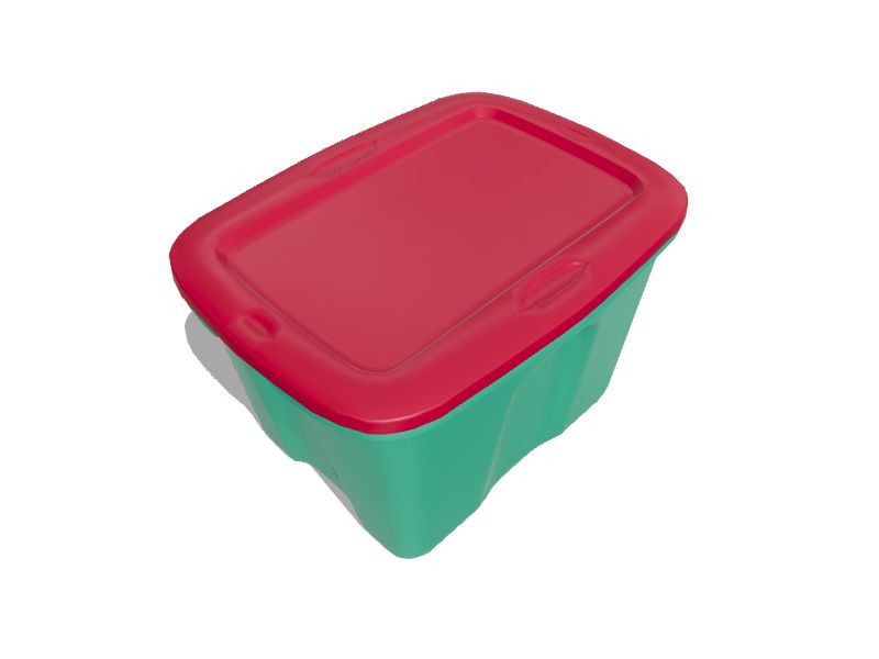 Homz 16 Gallon Plastic Storage Container with Lid, Clear and Red