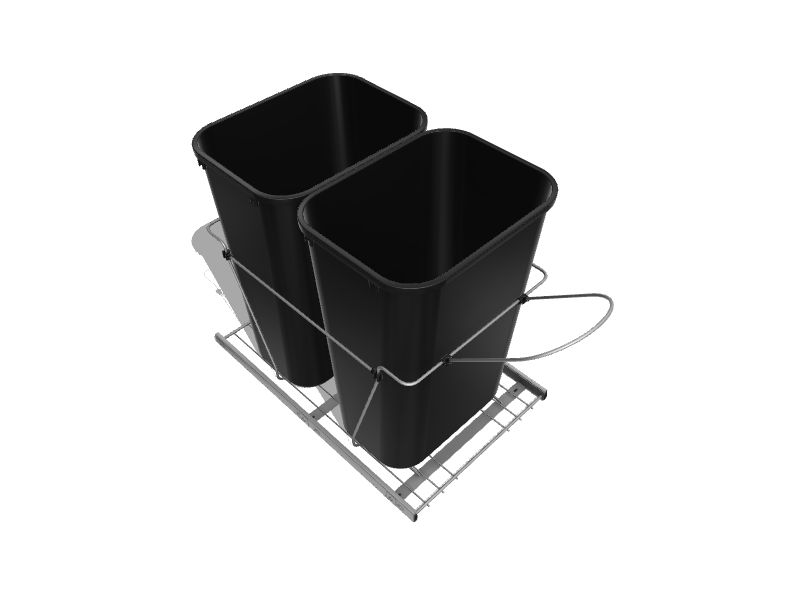 Rev-A-Shelf Double Pull Out Trash Can 35 Qt for Kitchen, RedBlk