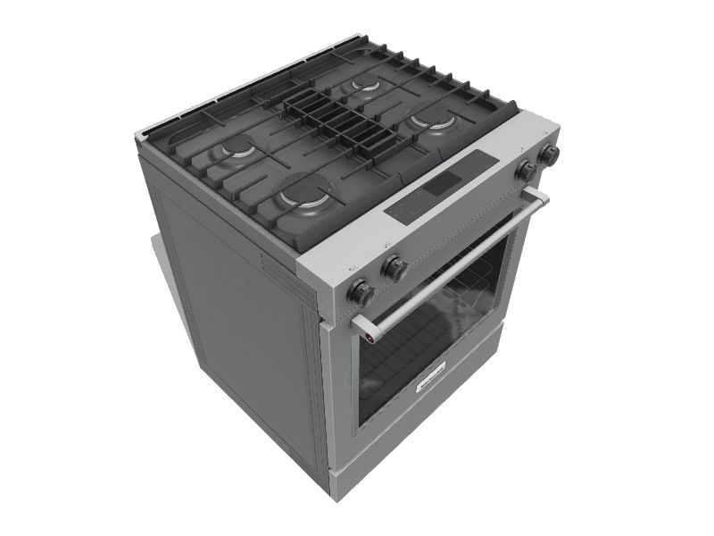 KitchenAid 30in Deep Recessed 4 Burners Selfcleaning Convection Oven with Downdraft Exhaust