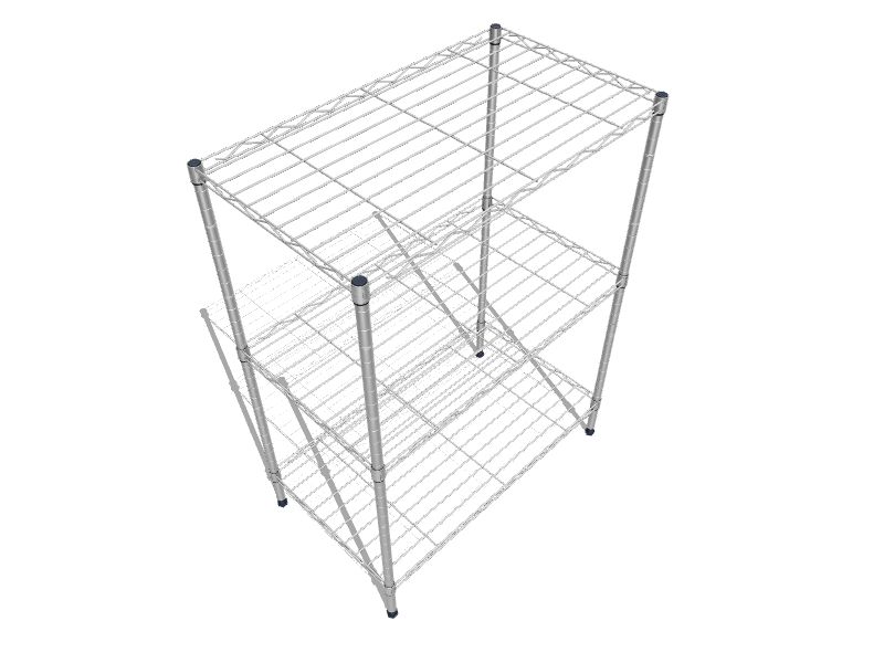 HOMLUX 13.75 in. H x 16.75 in. W x 11 in. D Chrome Metal 3-Tier