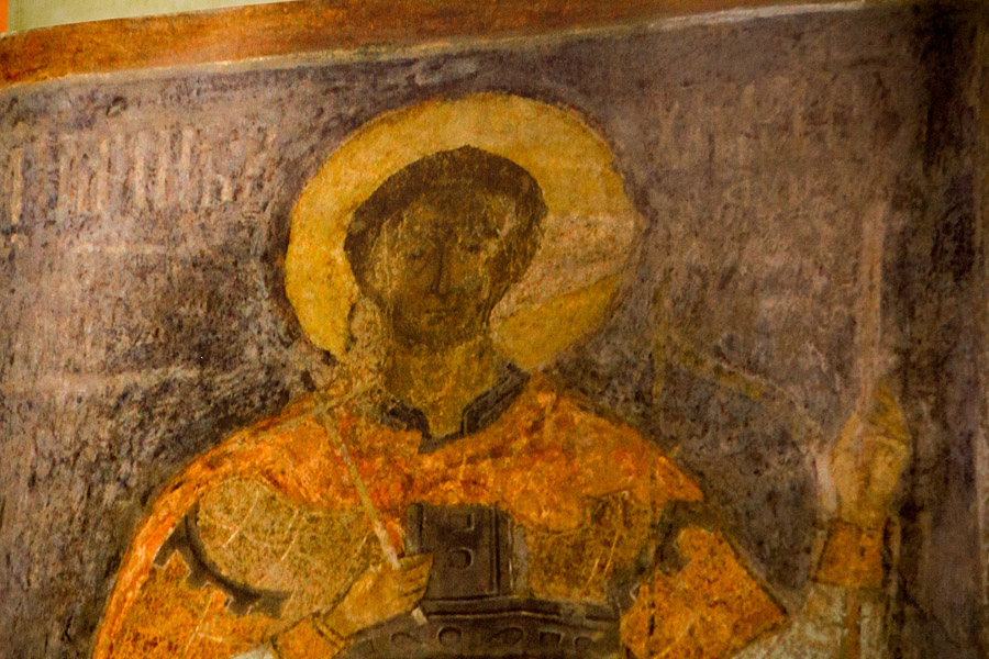 Repainted fresco in Transfiguration Cathedral in Yaroslavl