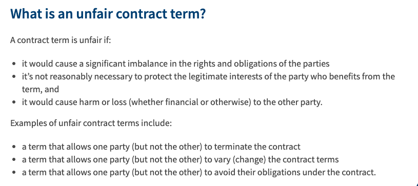 unfair contract terms