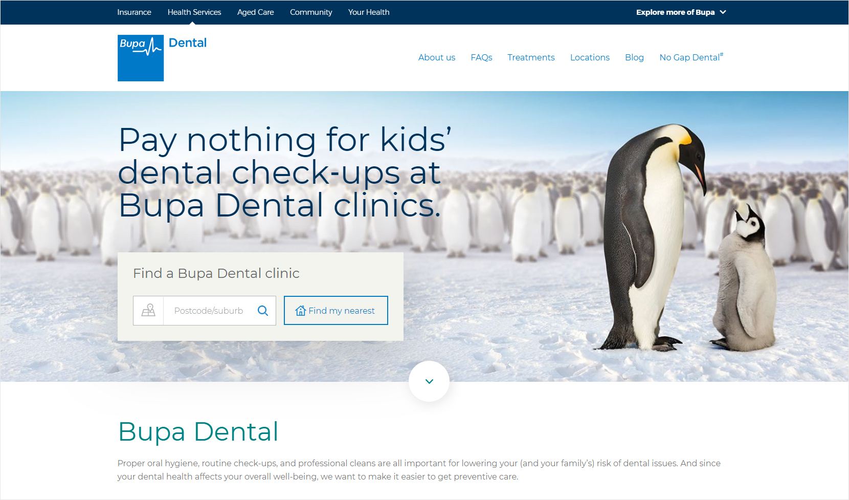 Bupa Dental Home Page