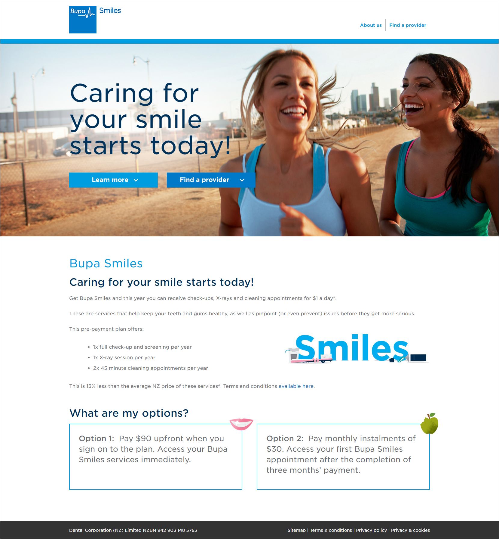 Bupa Smiles Home Page