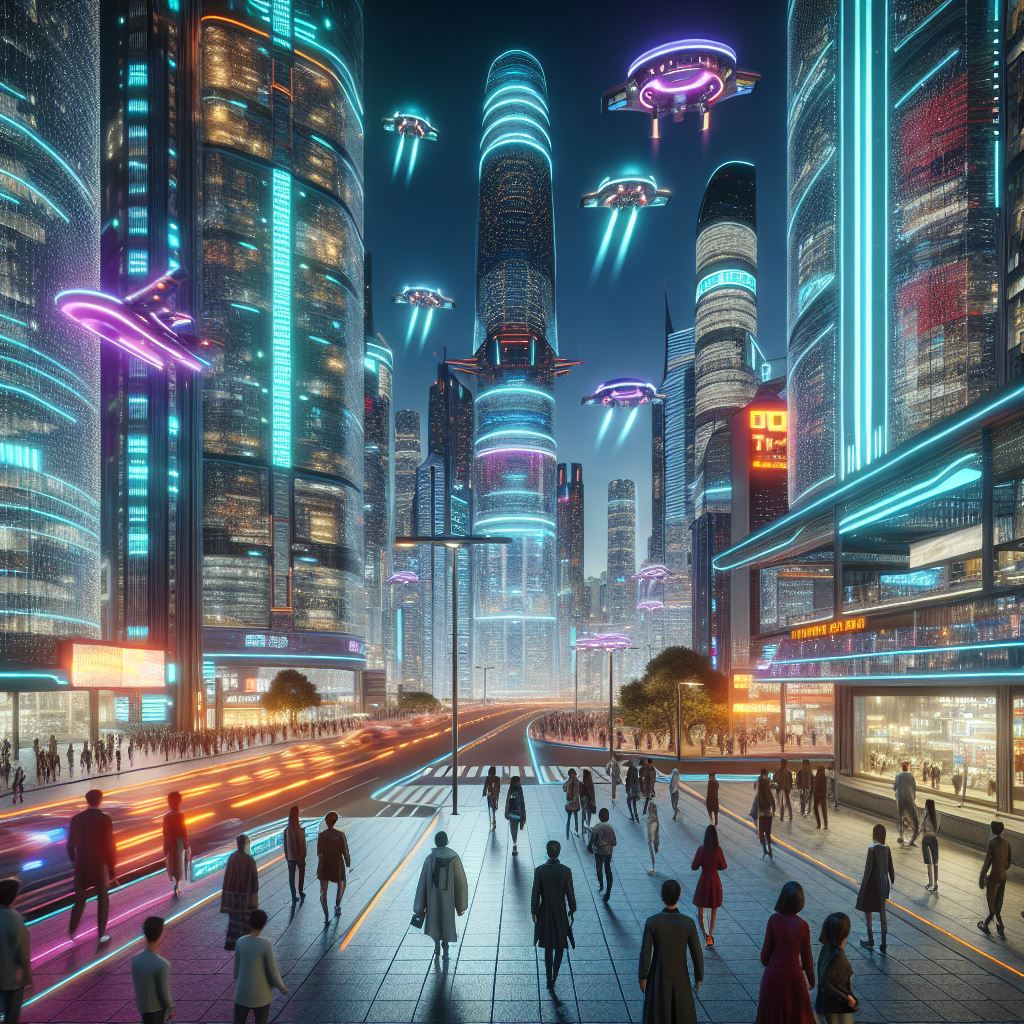 Copilot image example of futuristic city