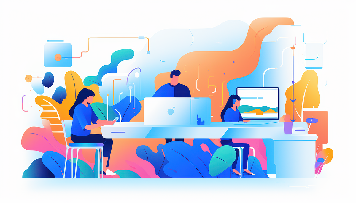 Illustration of busy working environment