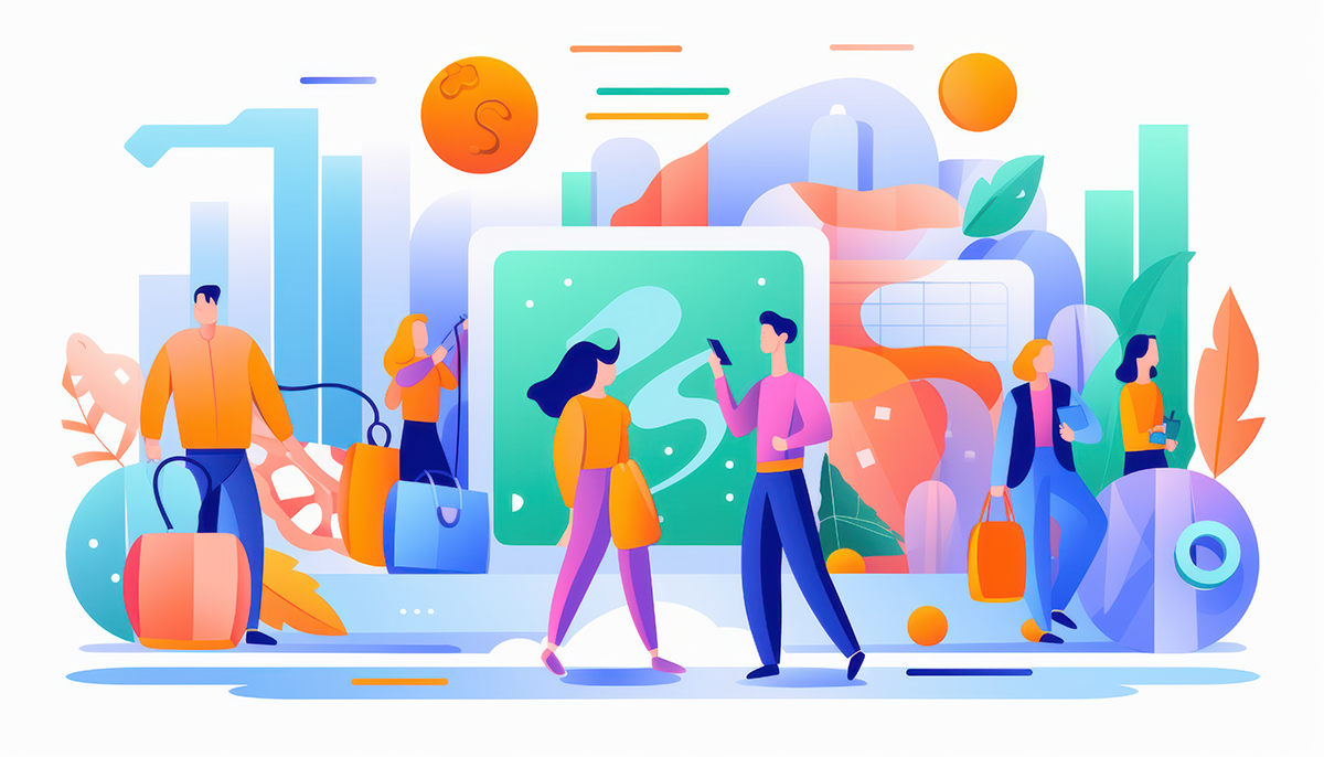 Illustration of people shopping