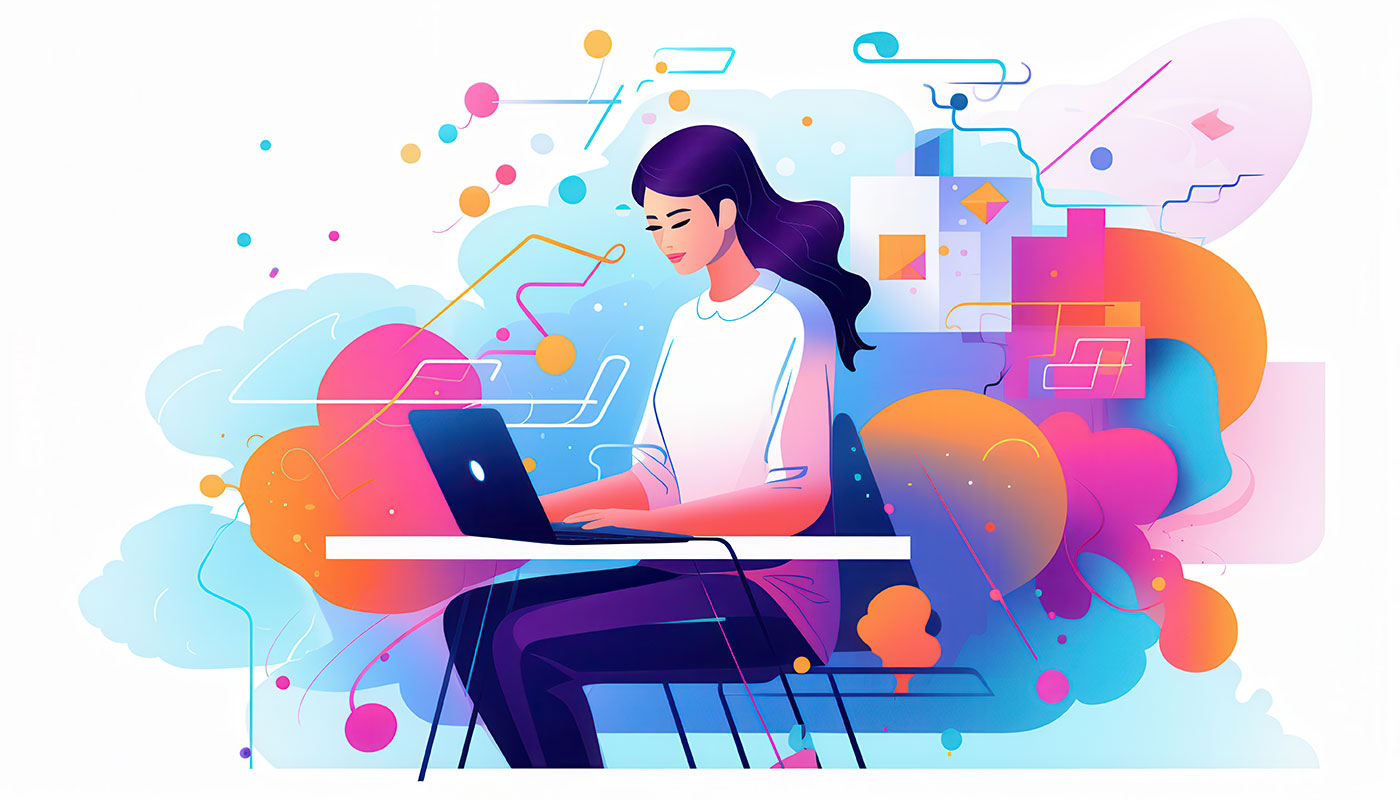 illustration Entrepreneur focussed on work