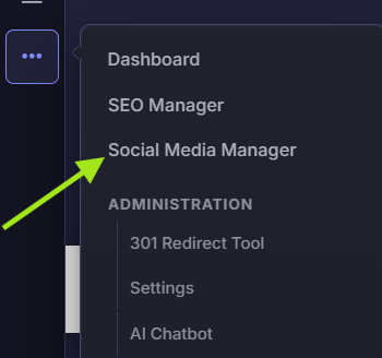 social media manager location in menu