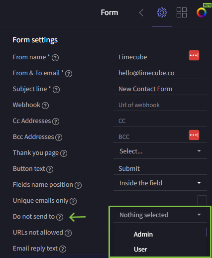 don't send to admin function