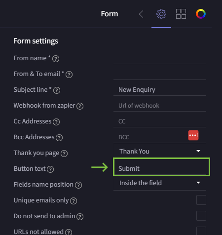 form button text