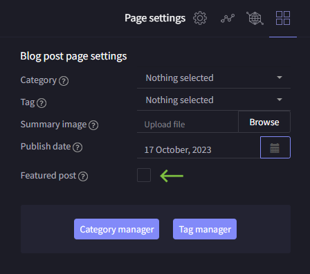 featured blog post setting