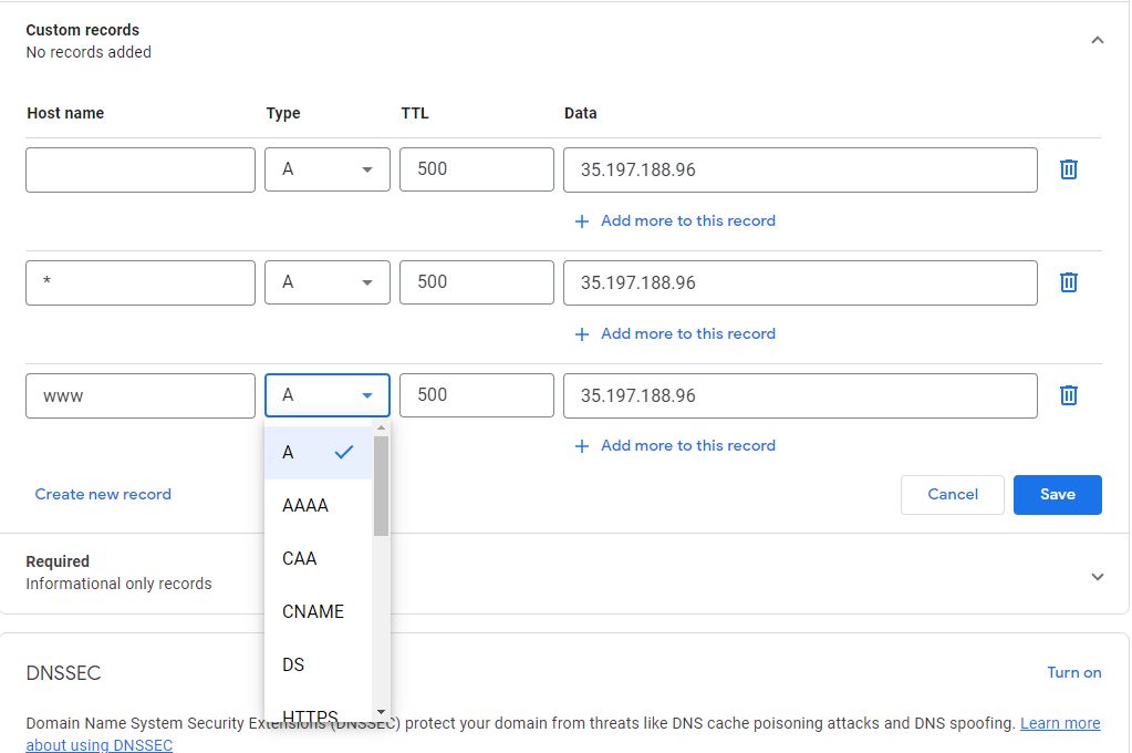 dns entries