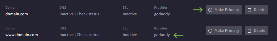 make domain primary