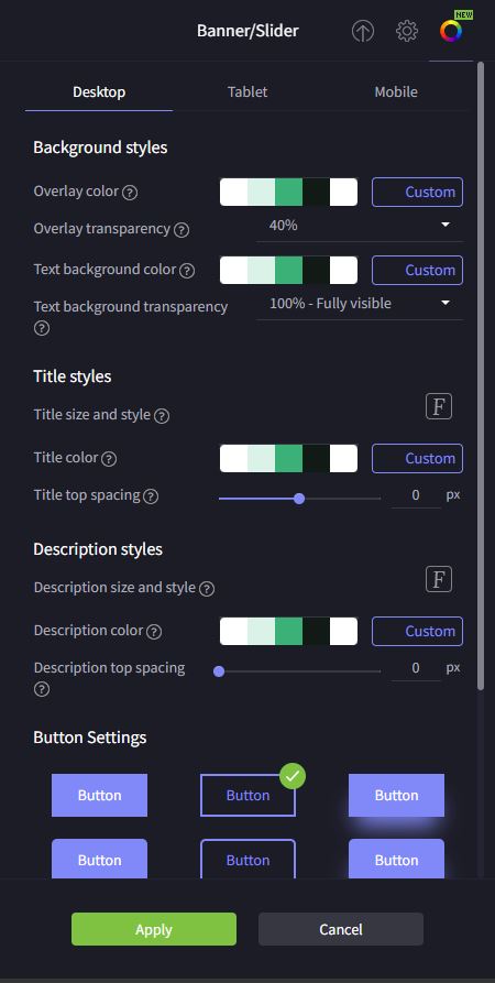 Banner styling options