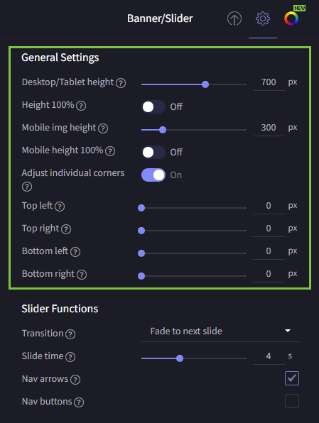 Banner General Settings