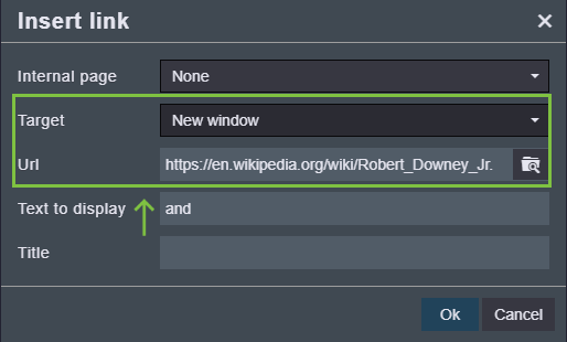 insert a link to an external website