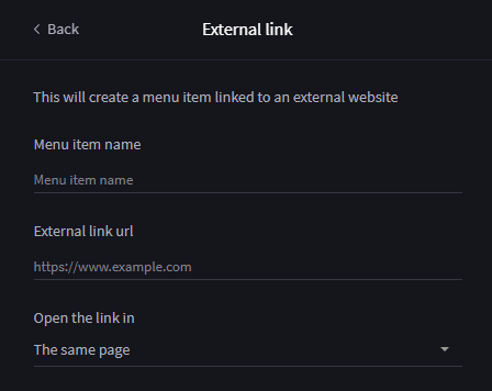 new external link settings