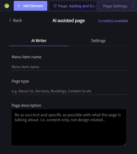 AI assisted page