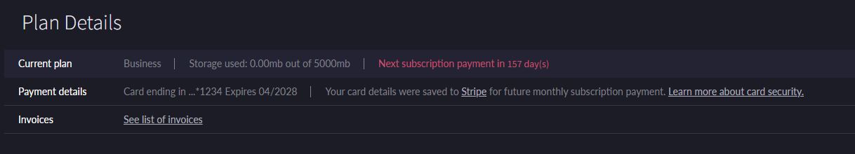 Payment Details - Credit Card