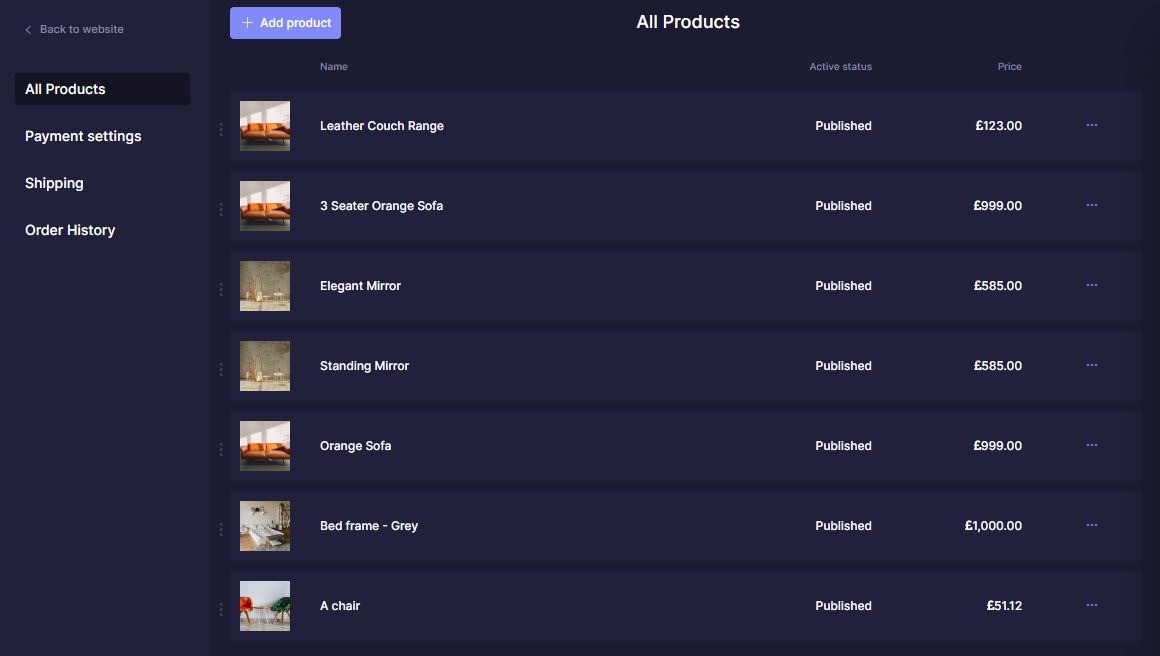 Shop Dashboard