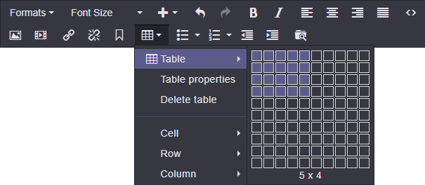 table selection