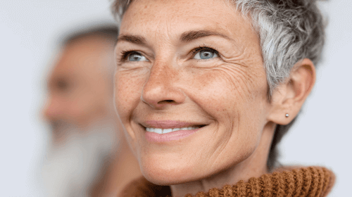 Woman getting a free denture quote