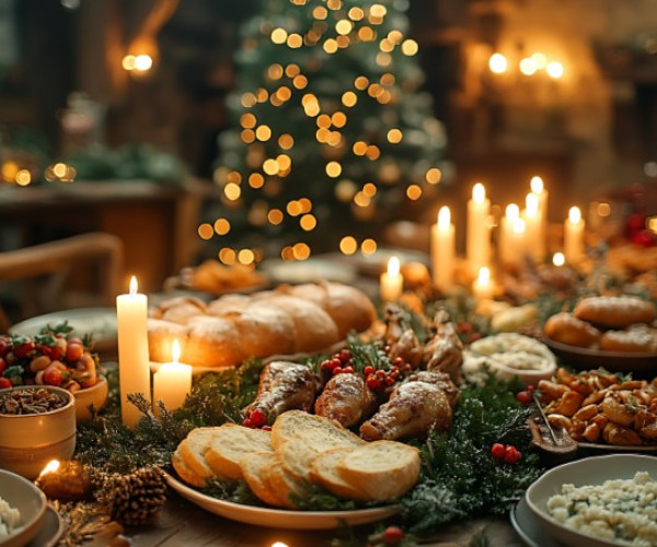 Enjoying Christmas dinner with dentures.