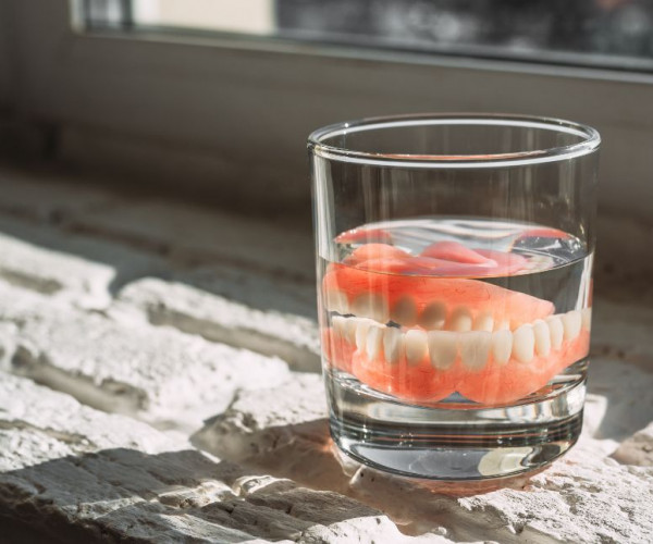 What do I soak my dentures in at night?.